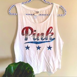 Patriotic Sequin PINK tank